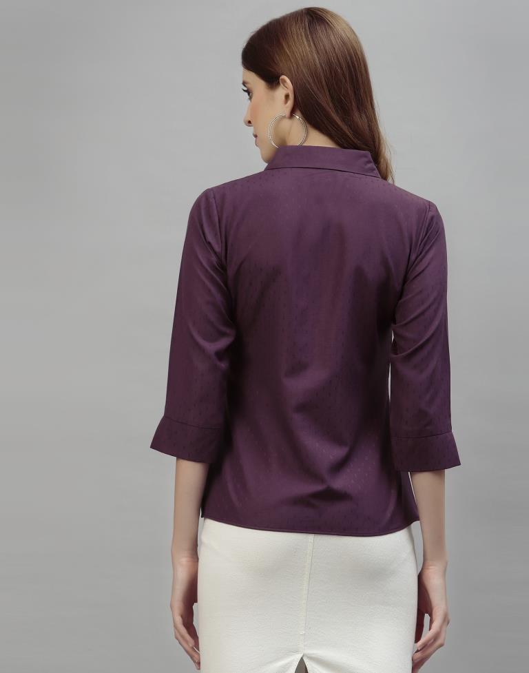 Dark Purple Self Woven Shirt