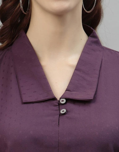 Dark Purple Self Woven Shirt