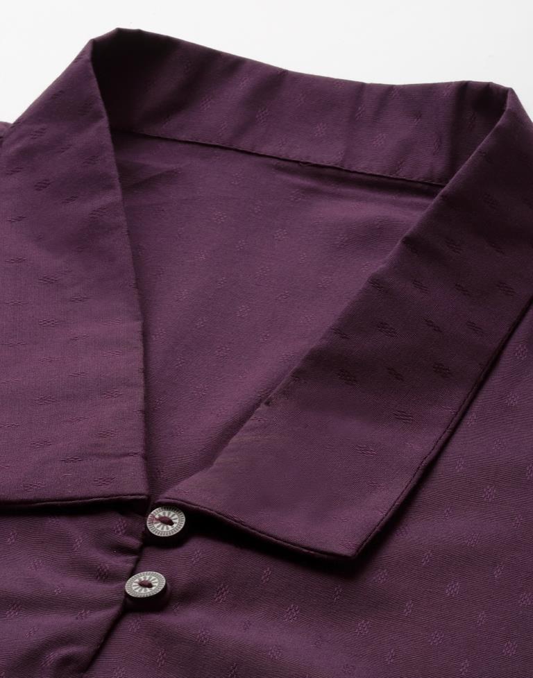 Dark Purple Self Woven Shirt