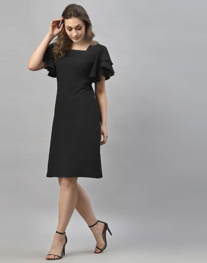 Black Ruffle Sleeve Dress