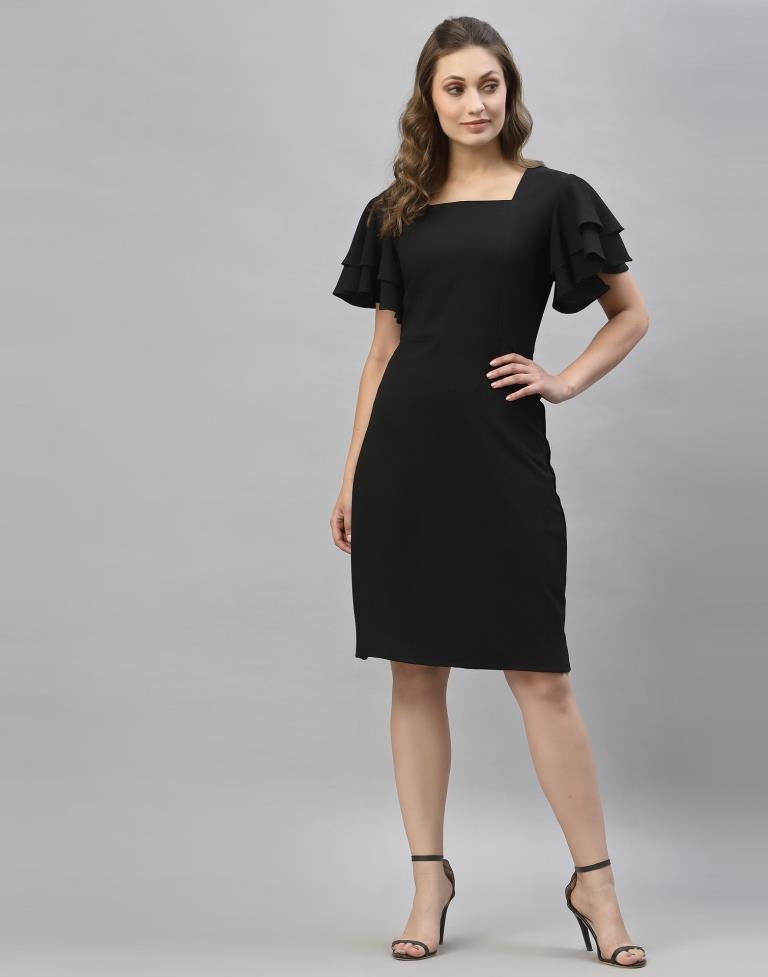 Black Ruffle Sleeve Dress