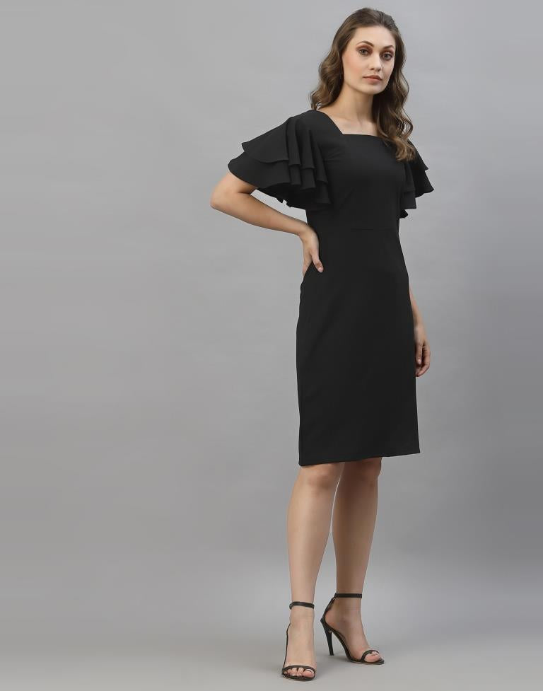 Black Ruffle Sleeve Dress