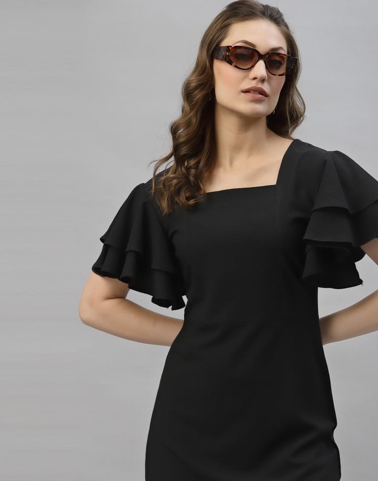 Black Ruffle Sleeve Dress