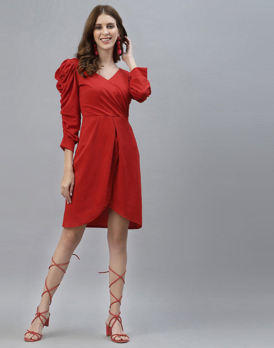 Red Puff Sleeve Dress