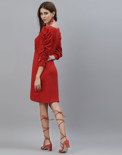 Red Puff Sleeve Dress