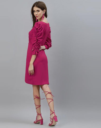 Hot Pink Puff Sleeve Dress