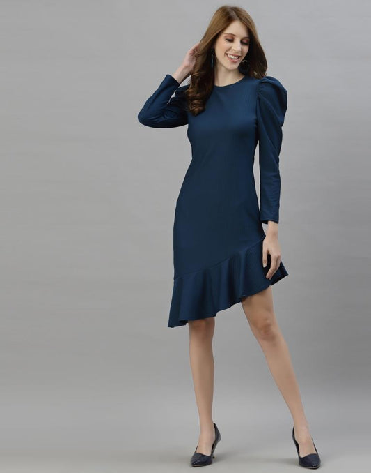 Prusian Blue Ruffuled Dress