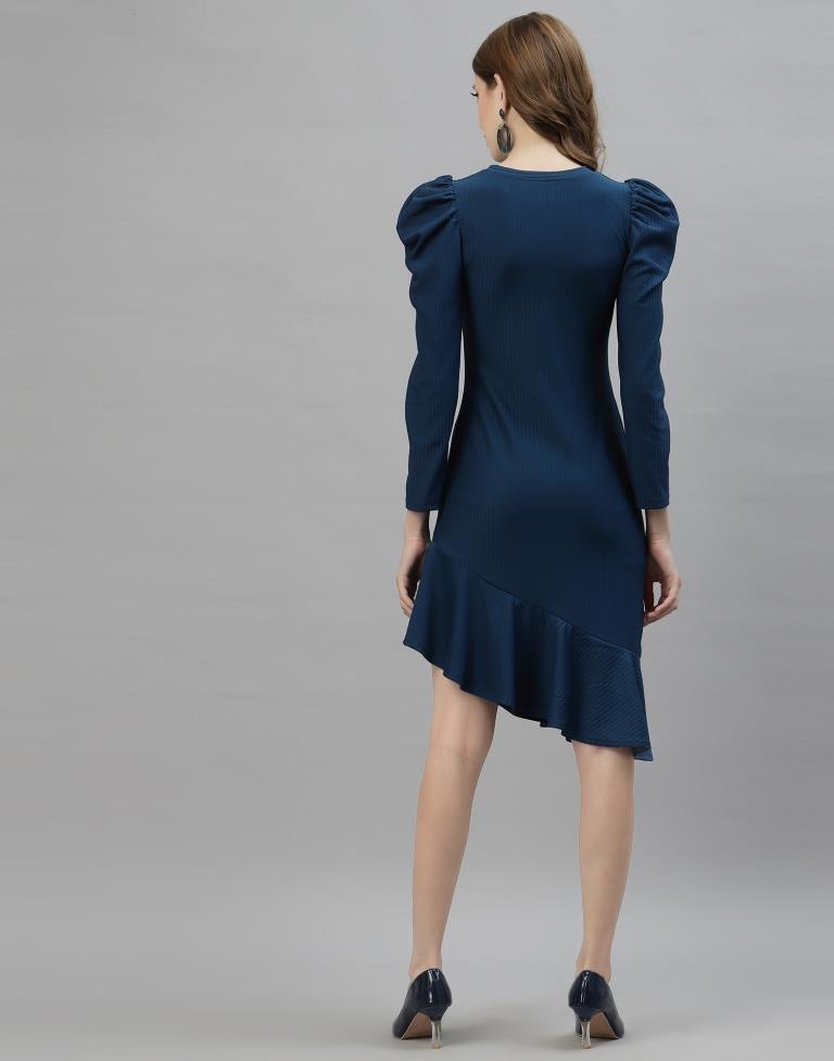 Prusian Blue Ruffuled Dress