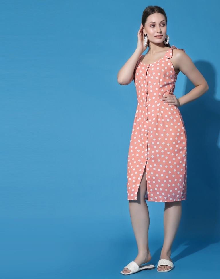 Peach Button Pencil Dress 