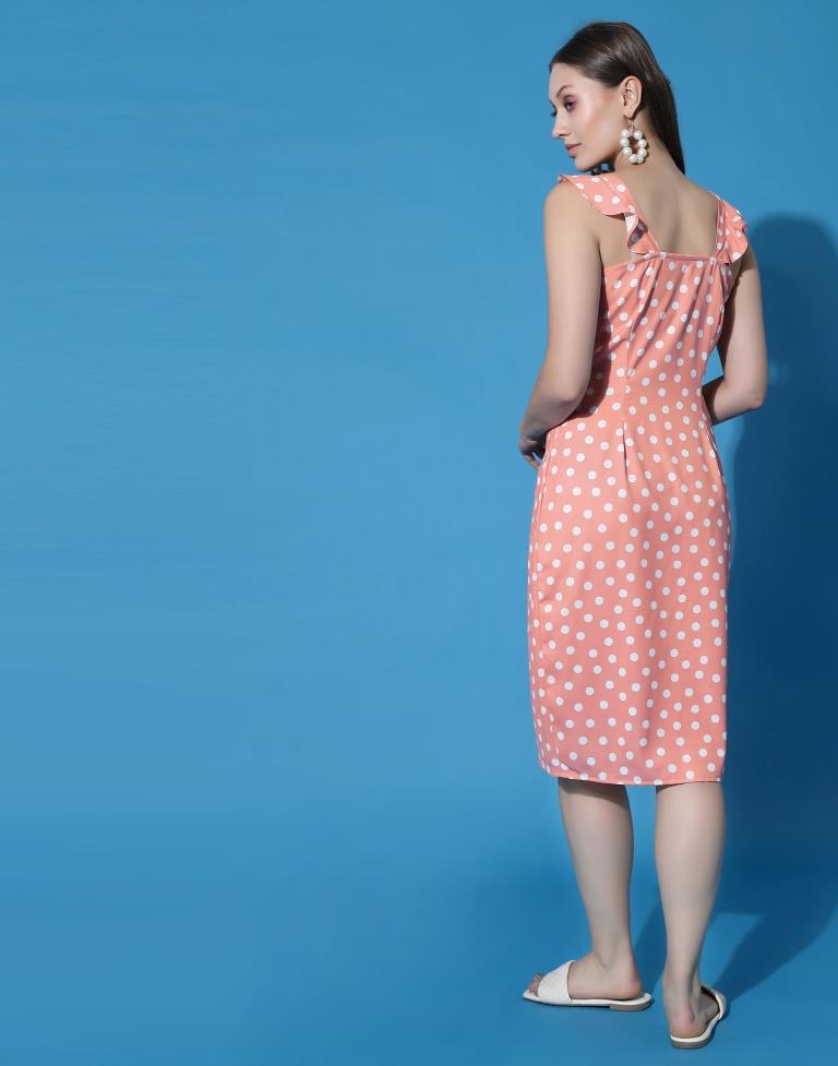 Peach Button Pencil Dress 