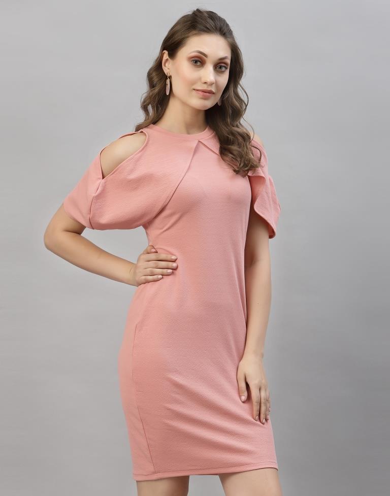 Light Pink Cut out Sleeve Bodycon Dress