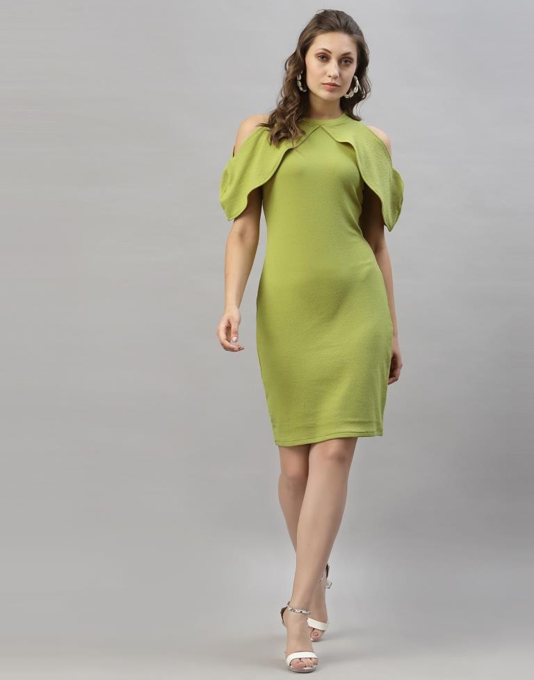 Olive Green Cut out Sleeve Bodycon Dress