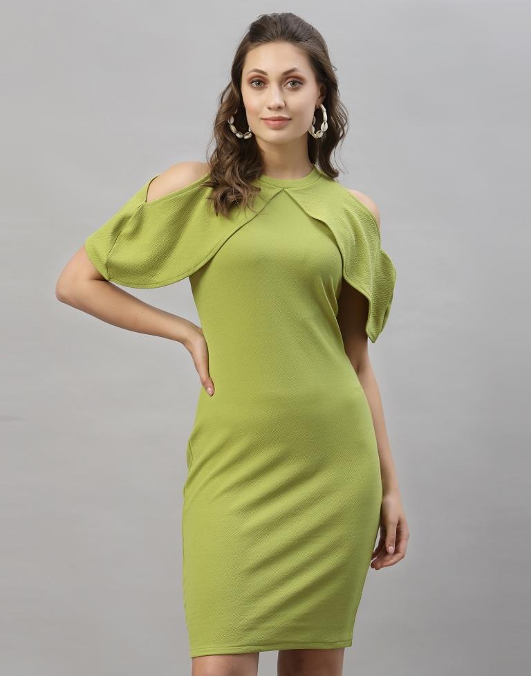 Olive Green Cut out Sleeve Bodycon Dress