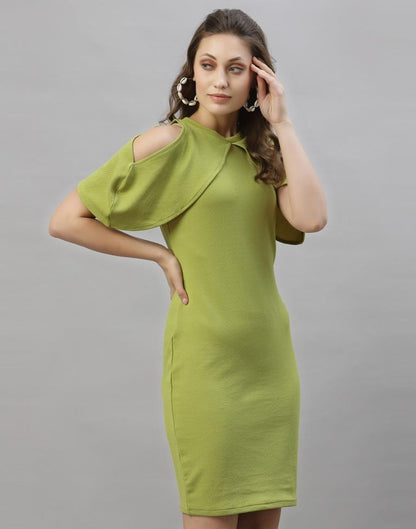 Olive Green Cut out Sleeve Bodycon Dress