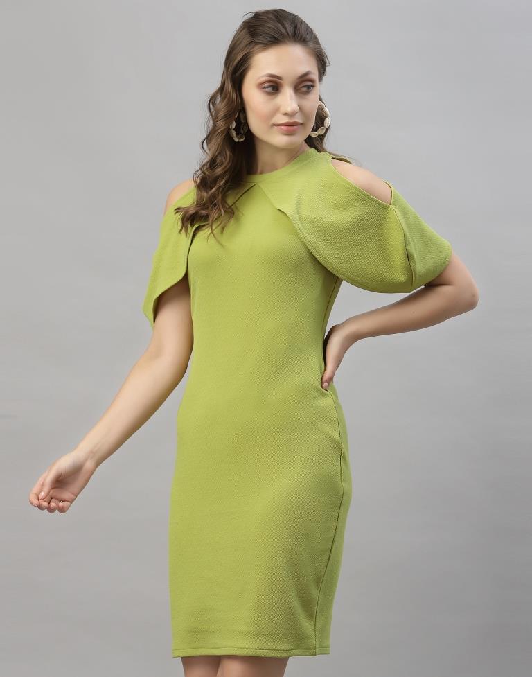 Olive Green Cut out Sleeve Bodycon Dress