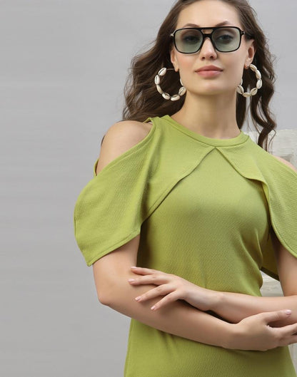 Olive Green Cut out Sleeve Bodycon Dress