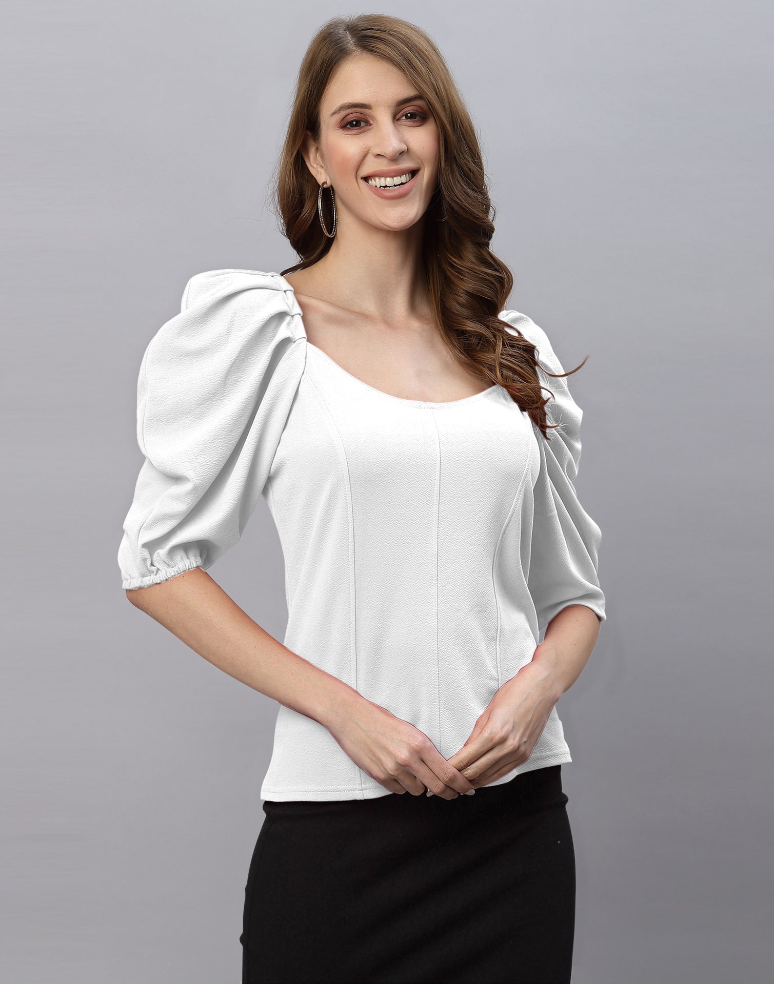 White Puff Sleeve Top 