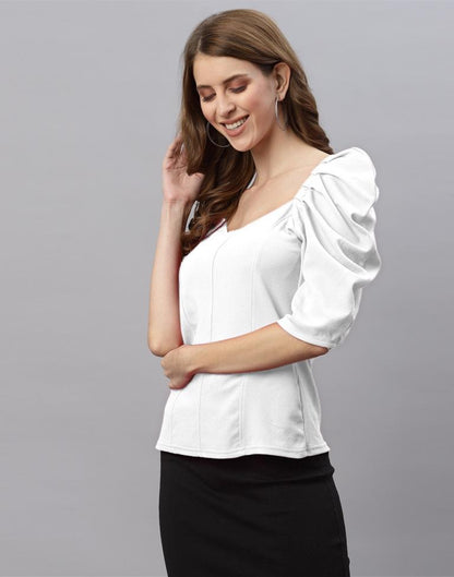 White Puff Sleeve Top 