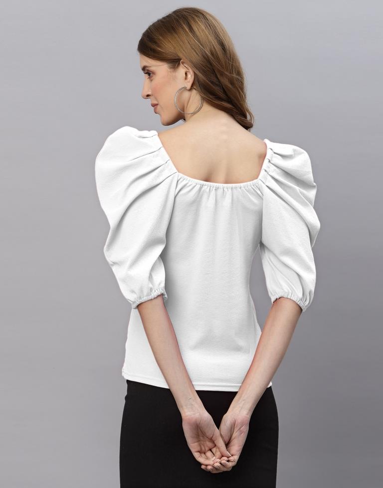 White Puff Sleeve Top 