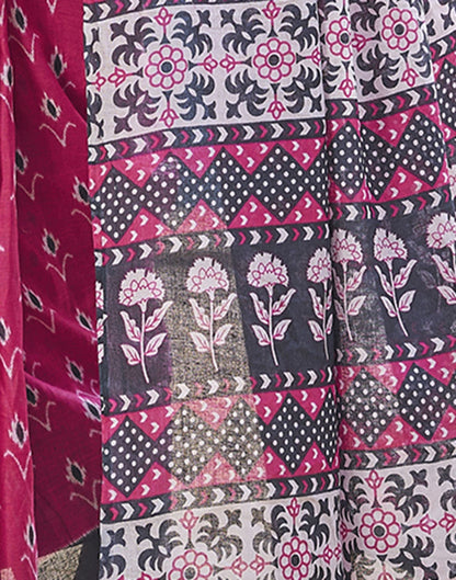 Pink Printed Cotton Pre-draped Saree 