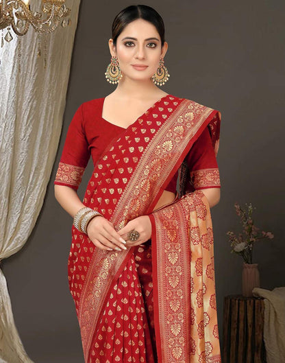 Red Jacquard Silk Saree 