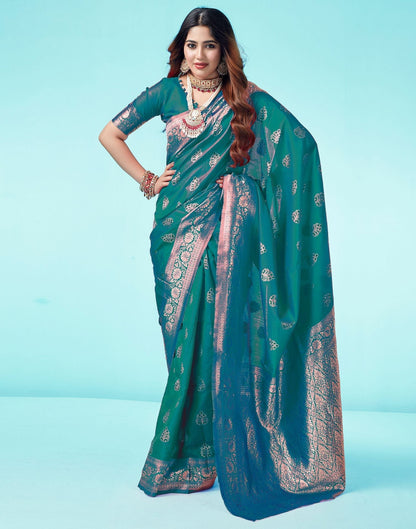 Rama Green Jacquard Silk Saree 