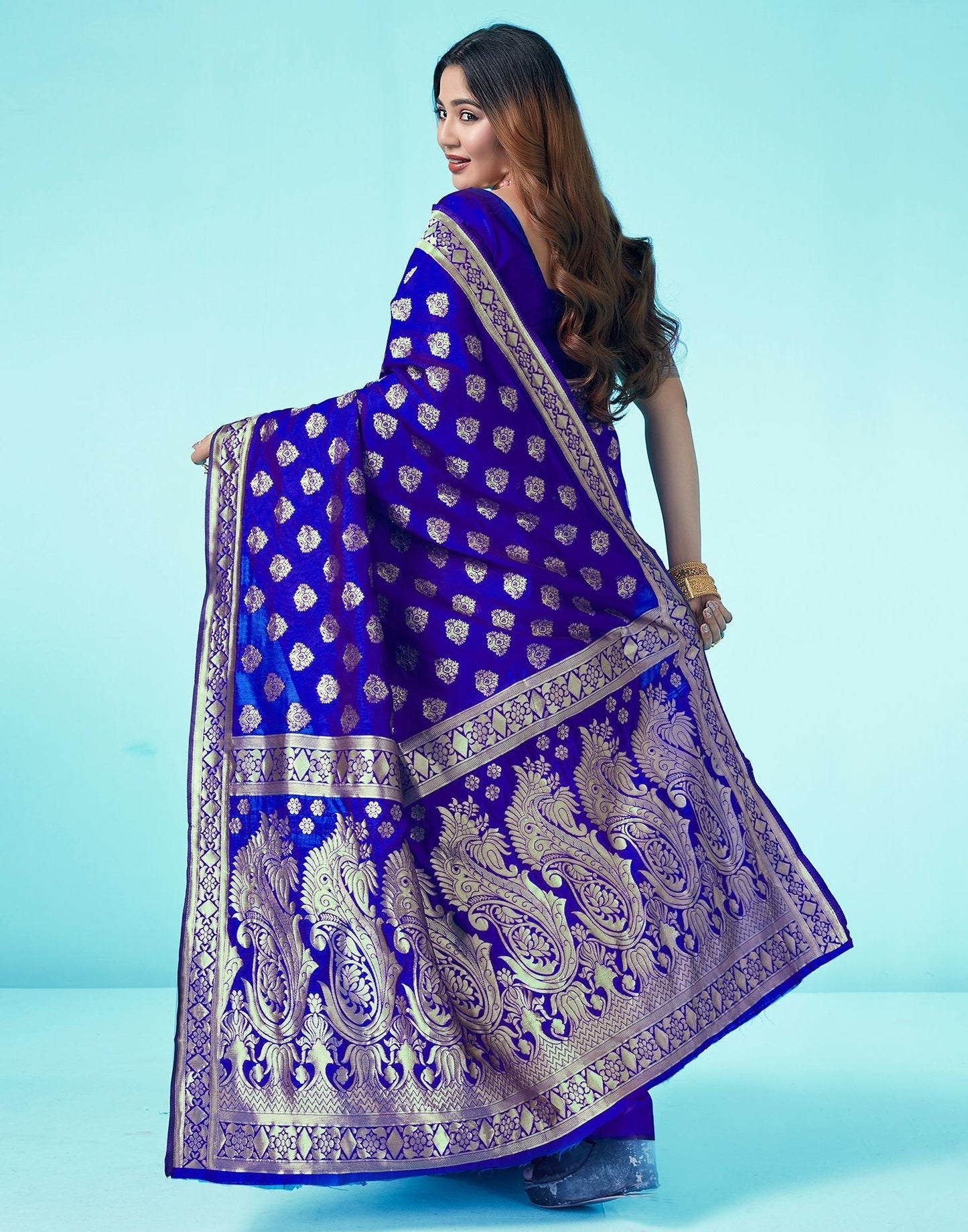 Royal Blue Jacquard Silk Saree 