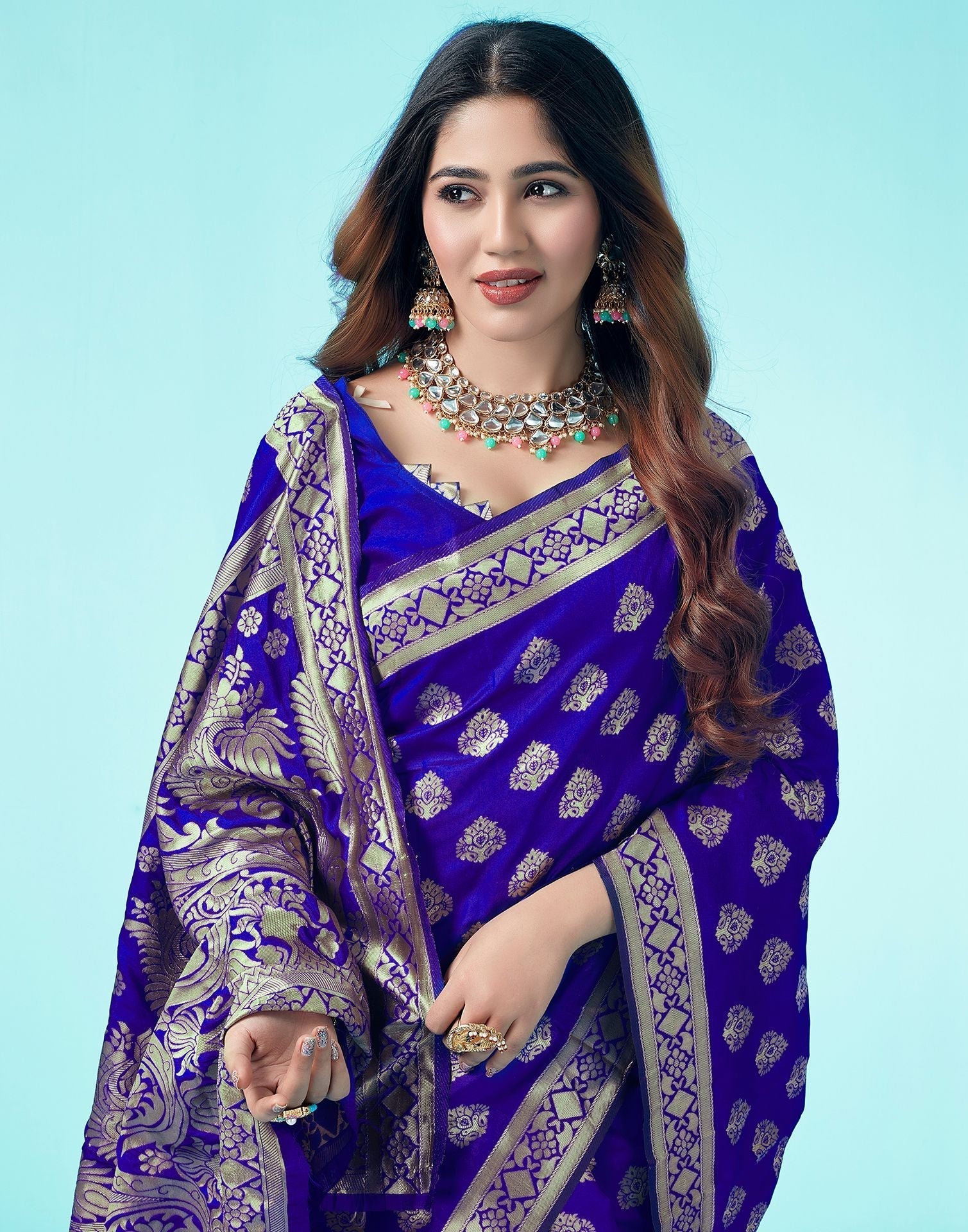 Royal Blue Jacquard Silk Saree 