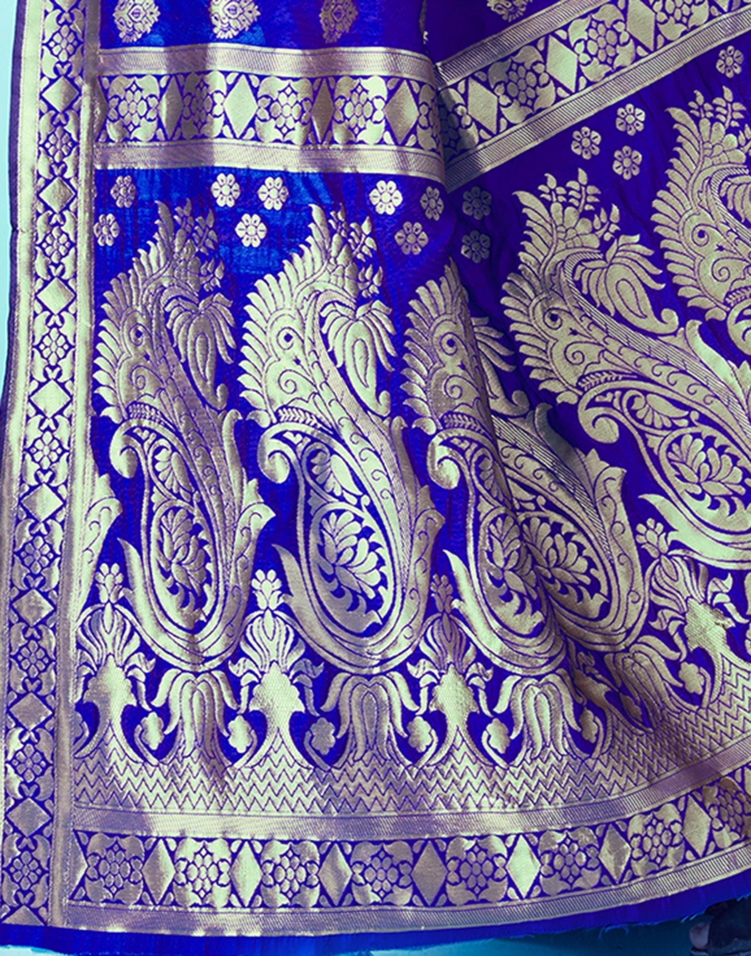 Royal Blue Jacquard Silk Saree 