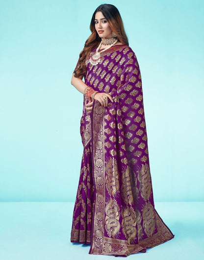 Dark Purple Jacquard Silk Saree 