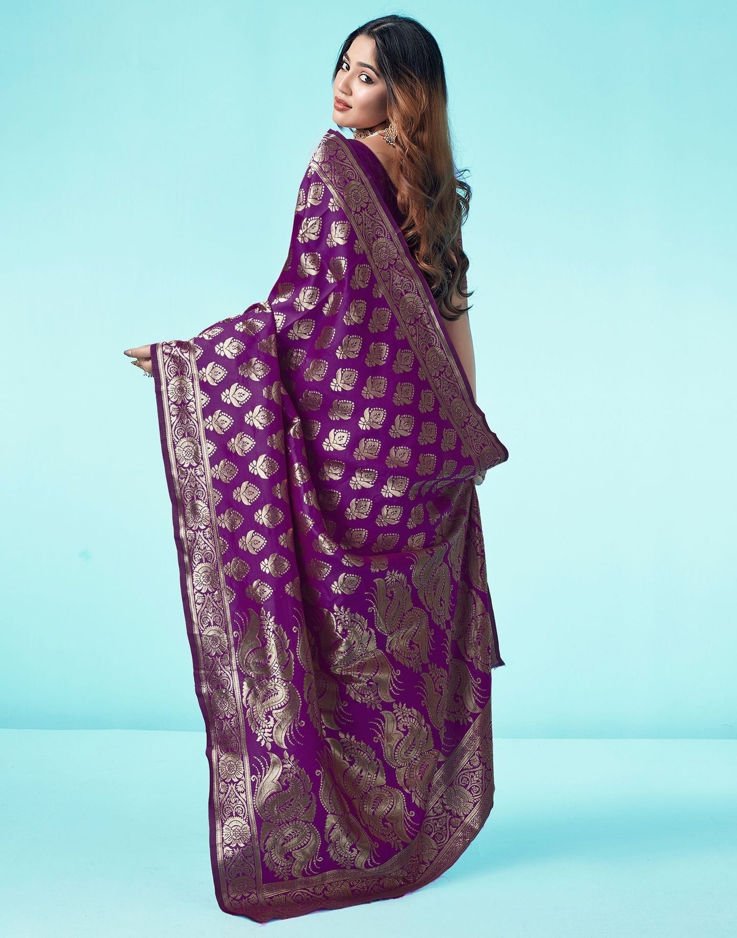 Dark Purple Jacquard Silk Saree 