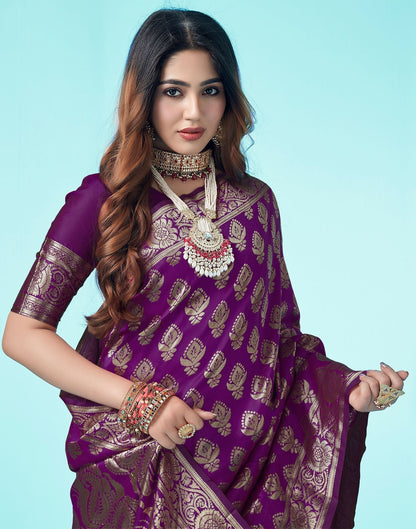 Dark Purple Jacquard Silk Saree 