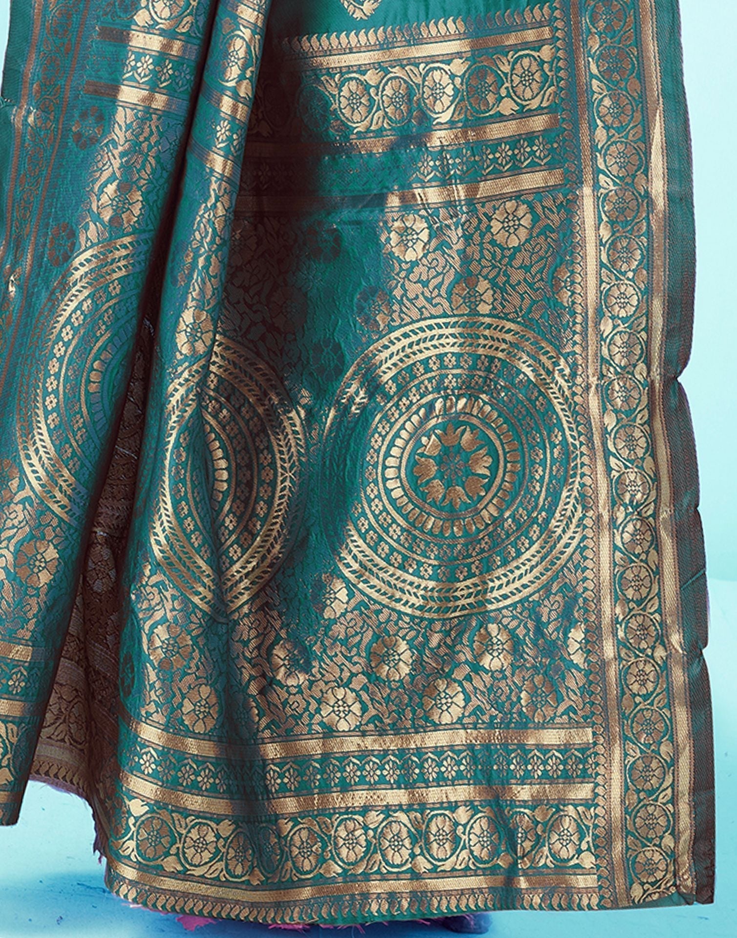 Rama Green Jacquard Silk Saree 