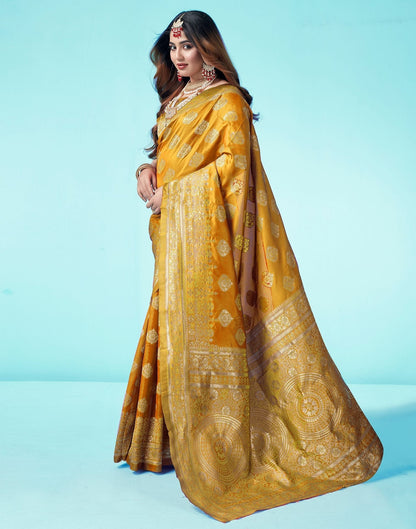 Turmeric Yellow Jacquard Silk Saree 