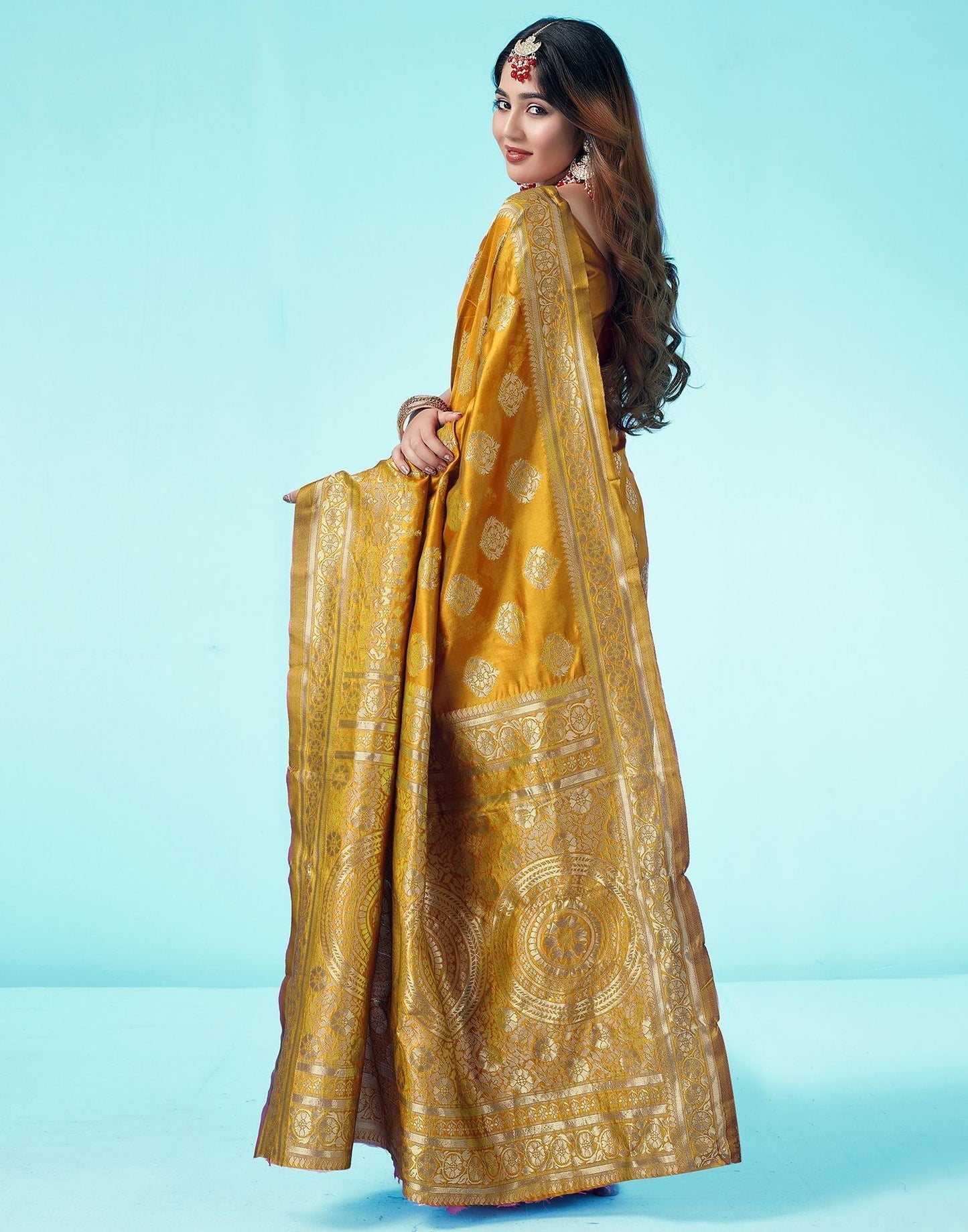 Turmeric Yellow Jacquard Silk Saree 