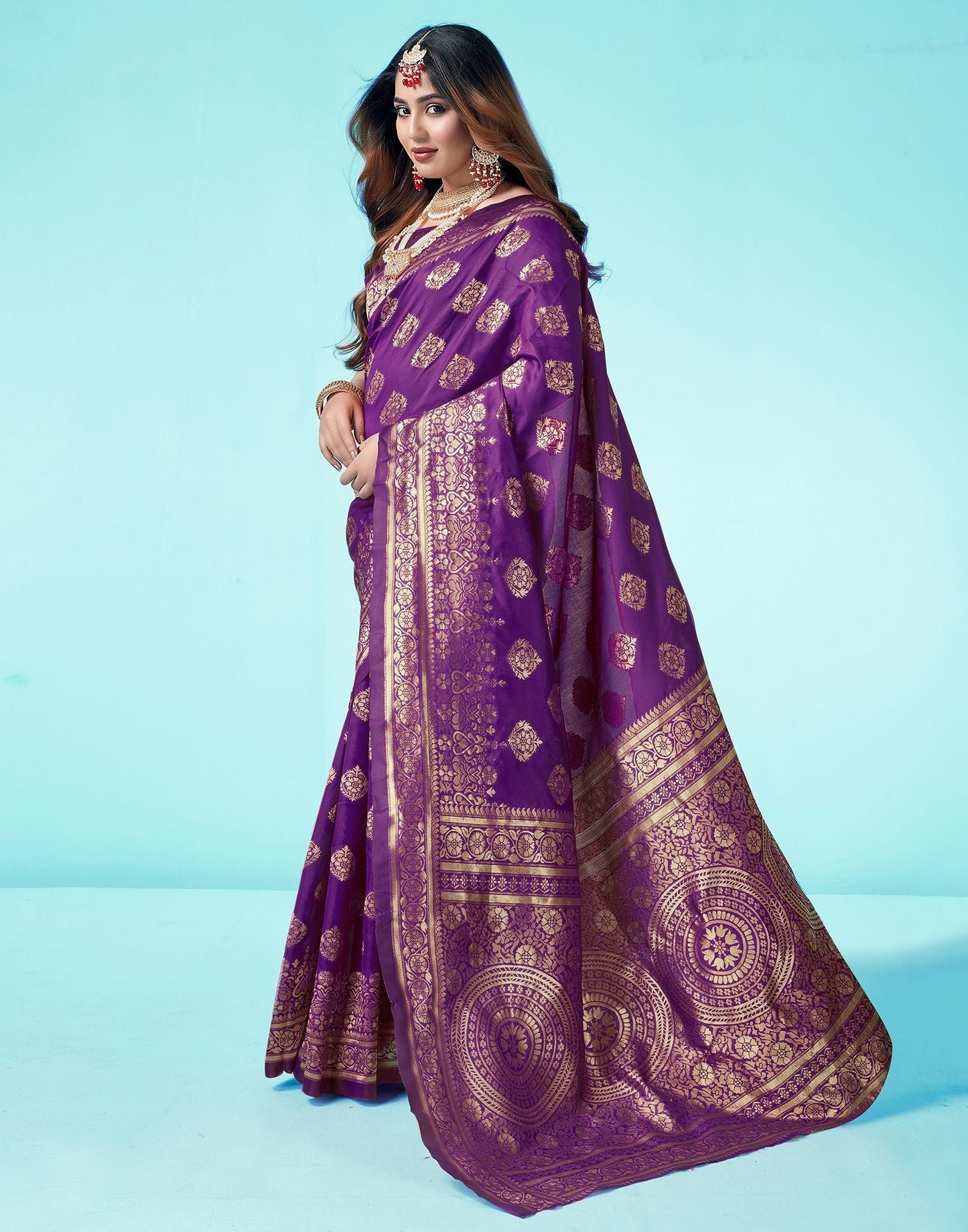 Dark Purple Jacquard Silk Saree 