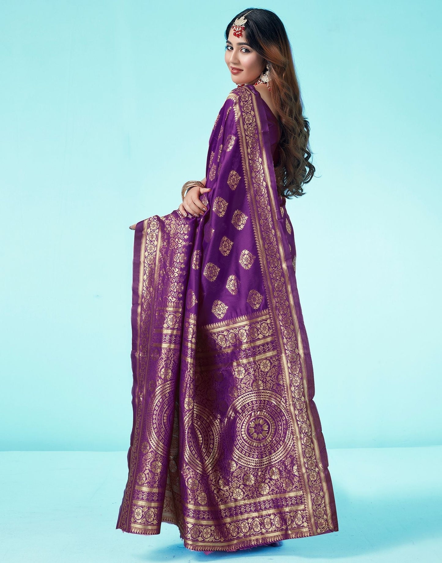 Dark Purple Jacquard Silk Saree 