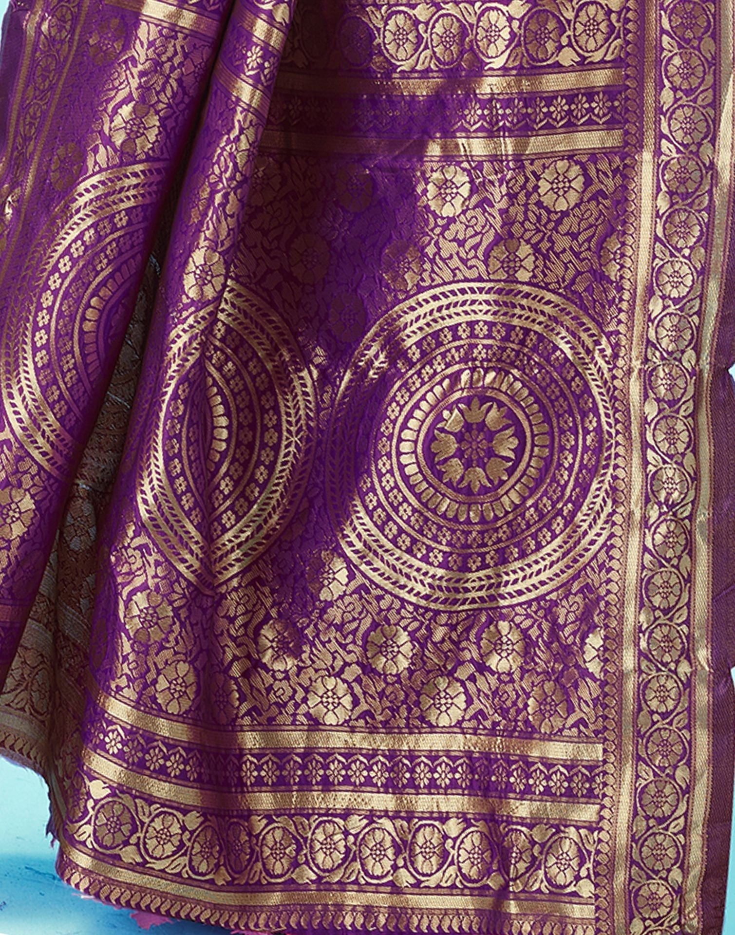 Dark Purple Jacquard Silk Saree 