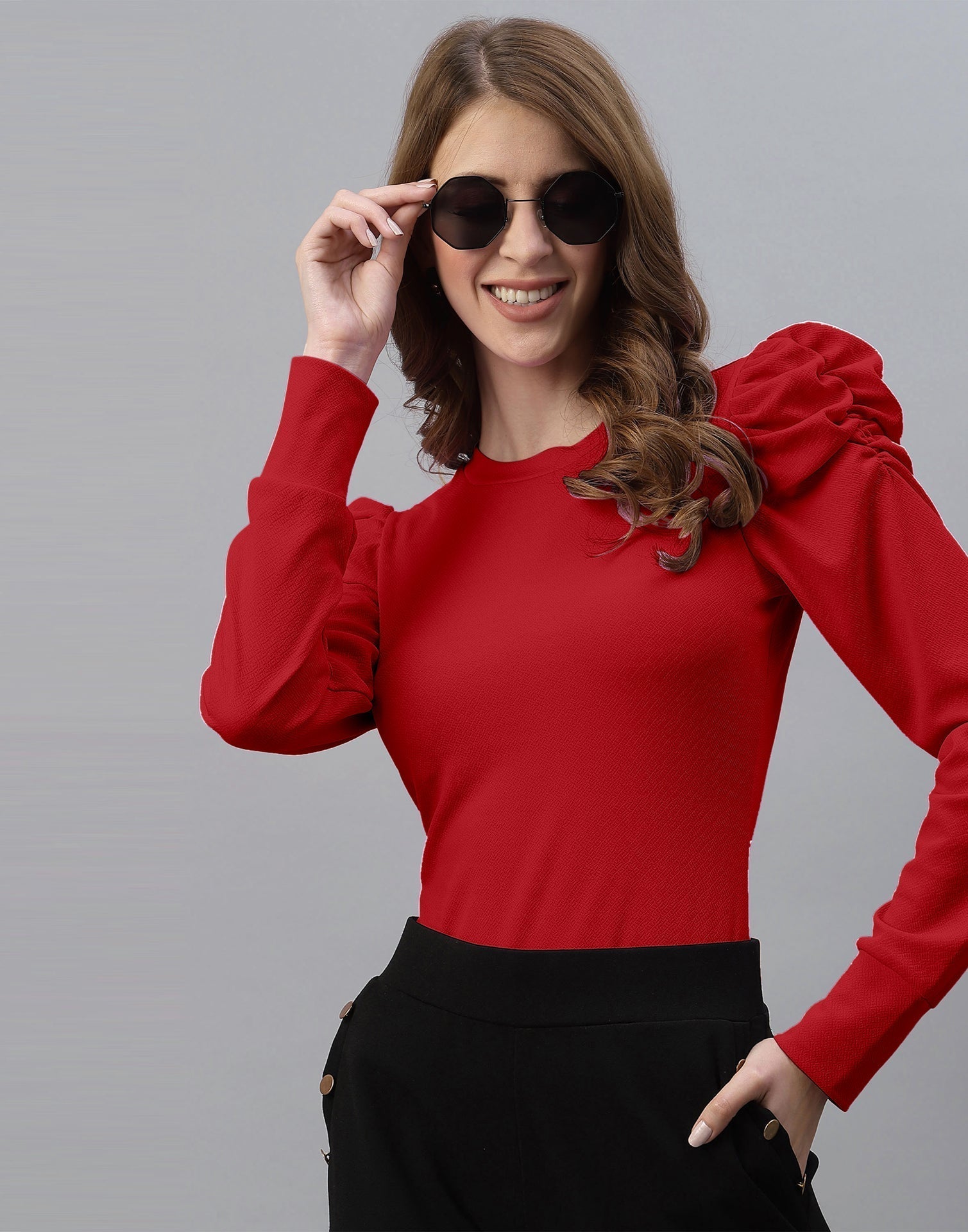 Red Puff Sleeve Top 