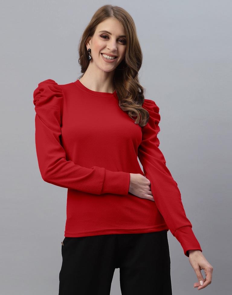 Red Puff Sleeve Top 