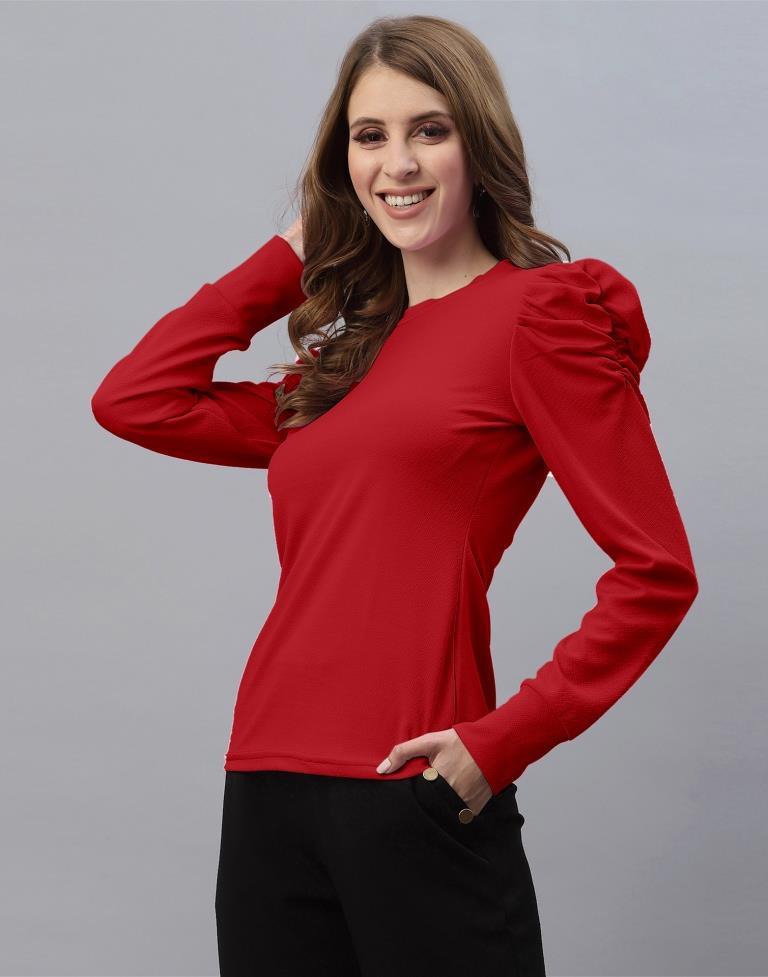 Red Puff Sleeve Top 