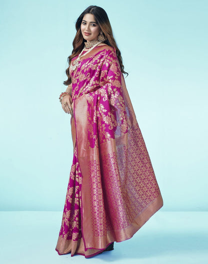 Rani Pink Jacquard Silk Saree 