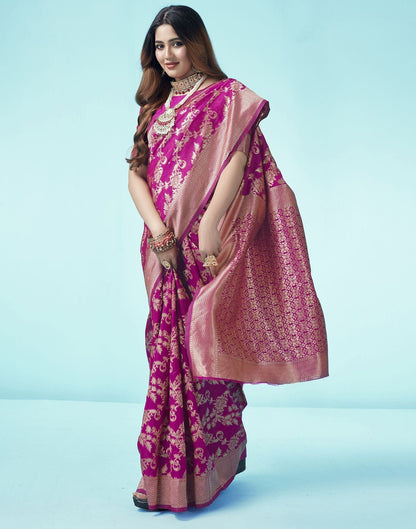 Rani Pink Jacquard Silk Saree 