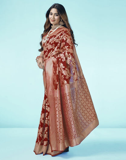 Red Jacquard Silk Saree 