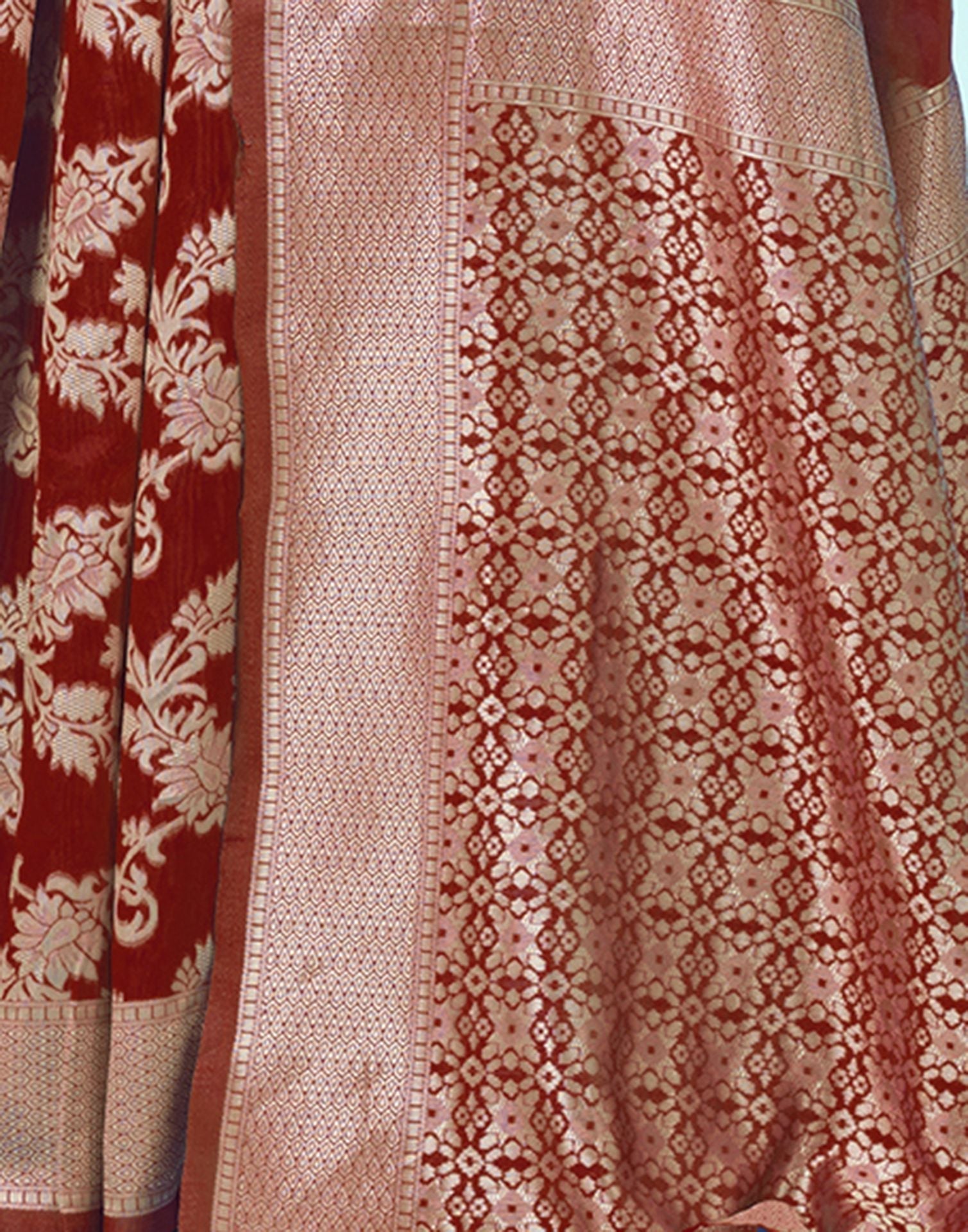 Red Jacquard Silk Saree 