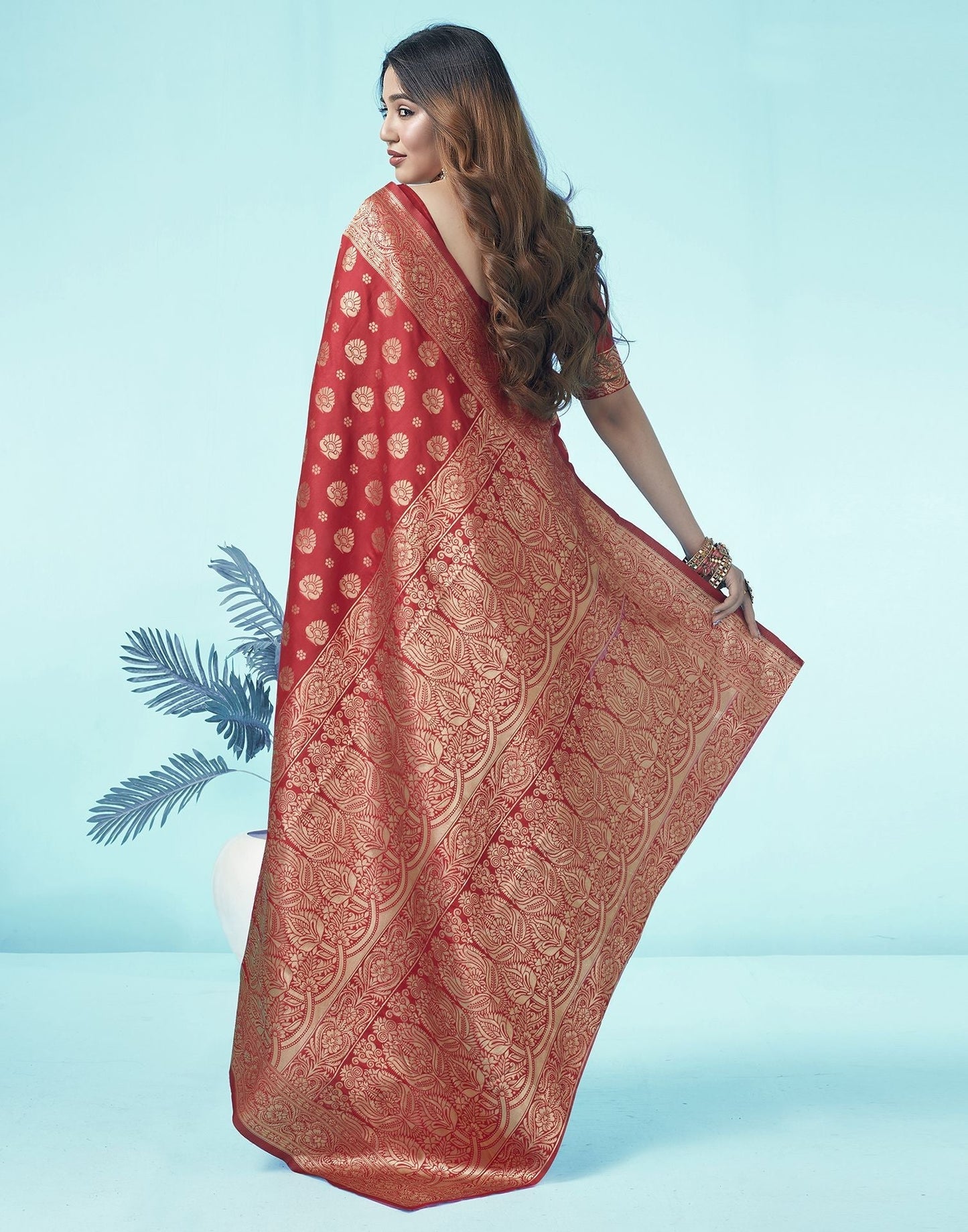 Red Jacquard Silk Saree 