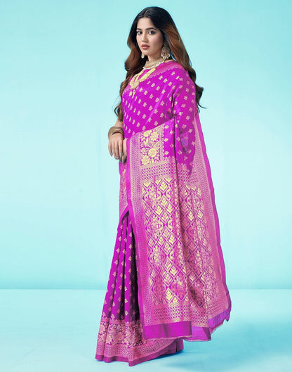 Pink Jacquard Silk Saree 