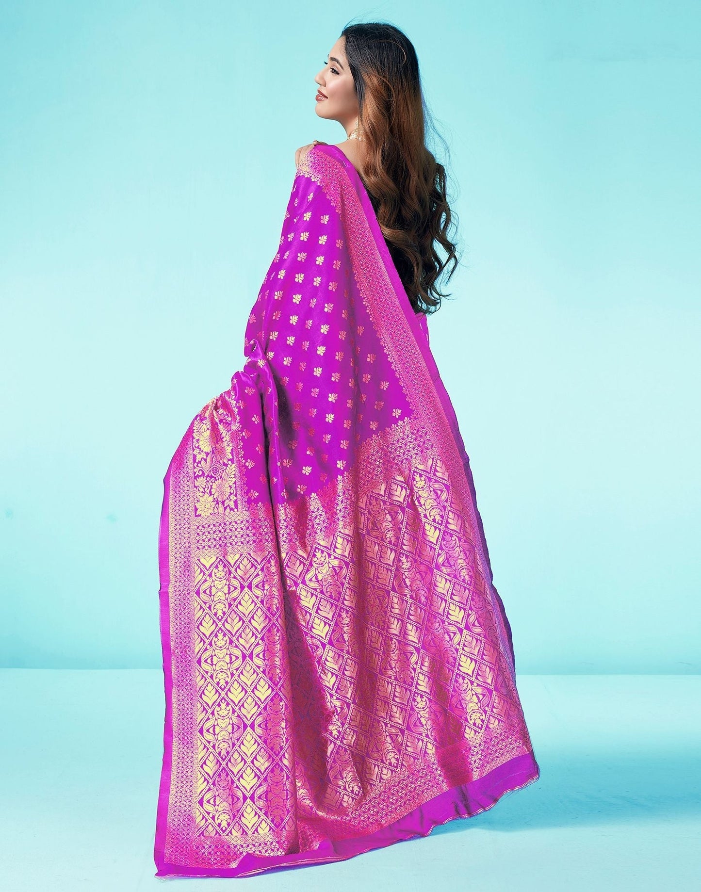 Pink Jacquard Silk Saree 