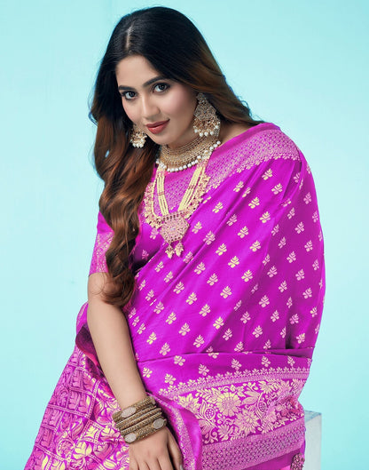 Pink Jacquard Silk Saree 