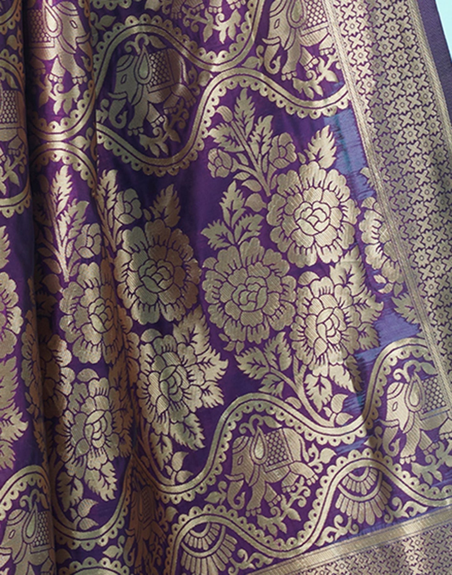 Dark Purple Jacquard Silk Saree 